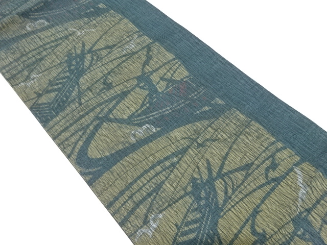 船頭にカモメ模様織り出し袋帯